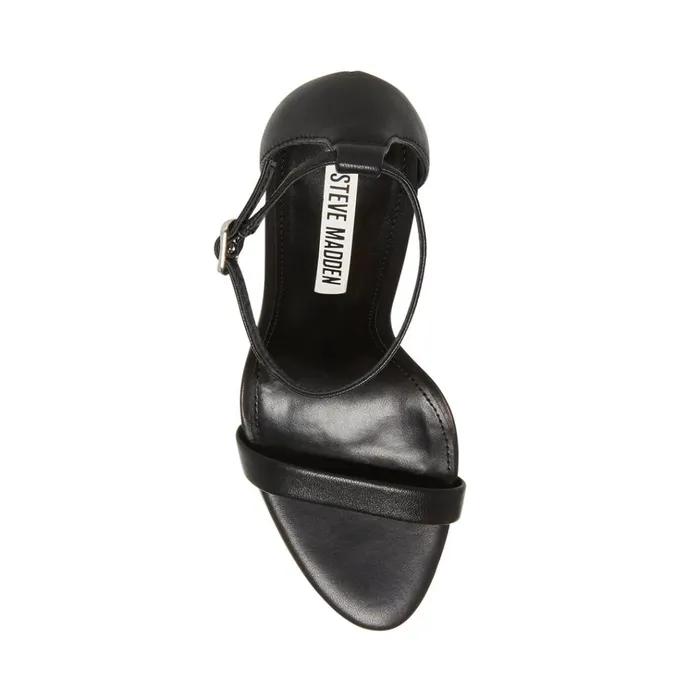 Womens Tecy Black Leather Steve Madden Heels
