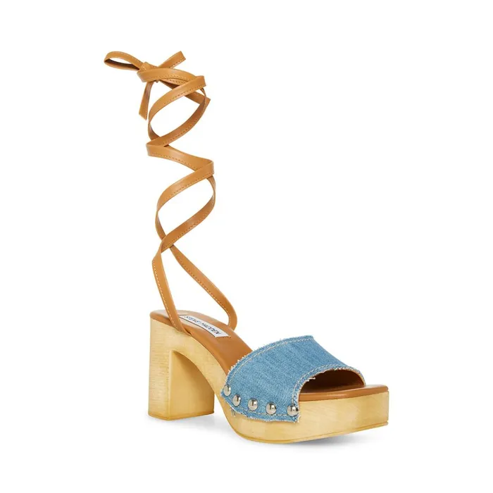 Womens Tenley Denim Fabric Steve Madden Sandals