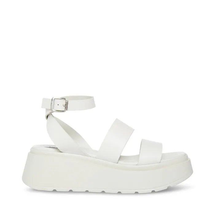 Womens Tenysi White Leather Steve Madden Sandals