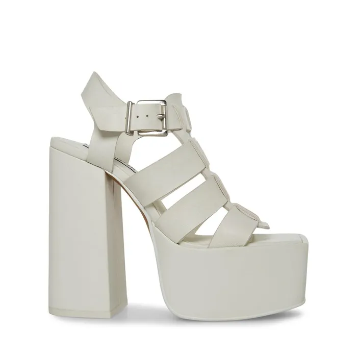 Womens Tranquil White Leather Steve Madden Heels