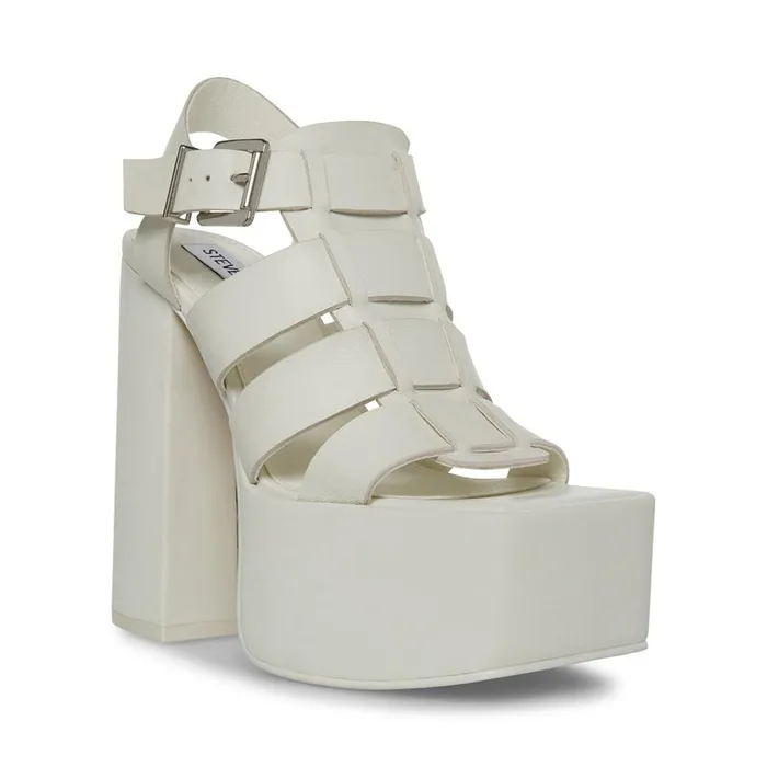 Womens Tranquil White Leather Steve Madden Heels