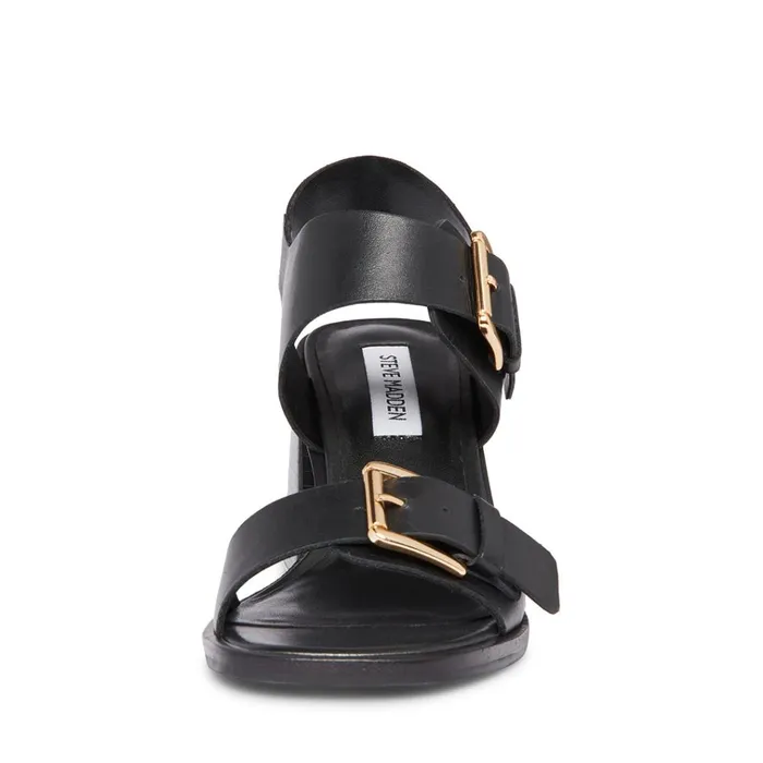 Womens Tressa Black Leather Steve Madden Heels