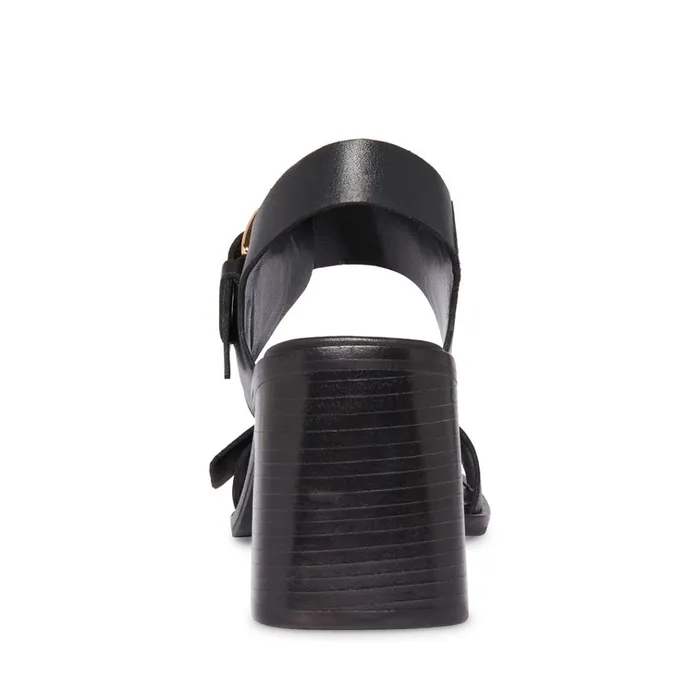 Womens Tressa Black Leather Steve Madden Heels