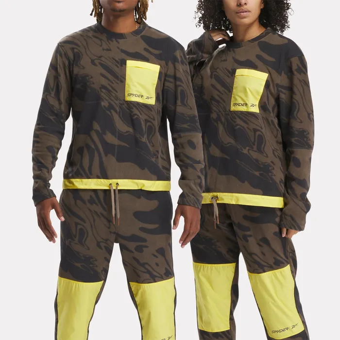 Womens Unisex Spyder X Reebok Lounge Crew 8211 Brown Spyder Fleece