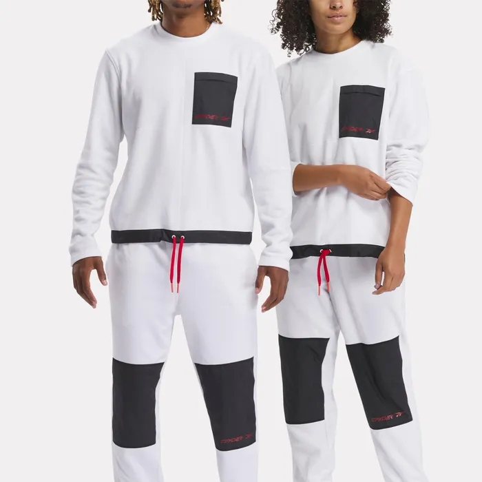 Womens Unisex Spyder X Reebok Lounge Crew 8211 White Spyder Fleece