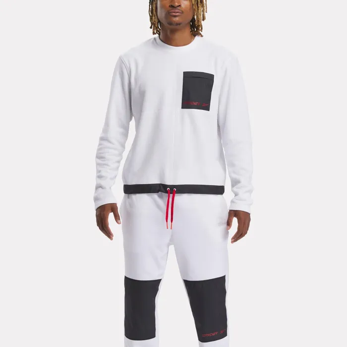 Womens Unisex Spyder X Reebok Lounge Crew 8211 White Spyder Fleece