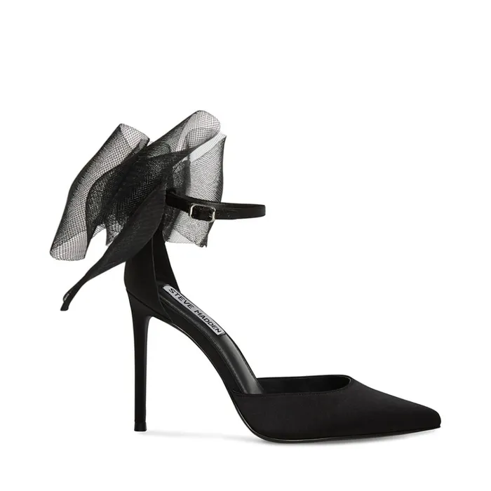 Womens Valenteen Black Satin Steve Madden Heels