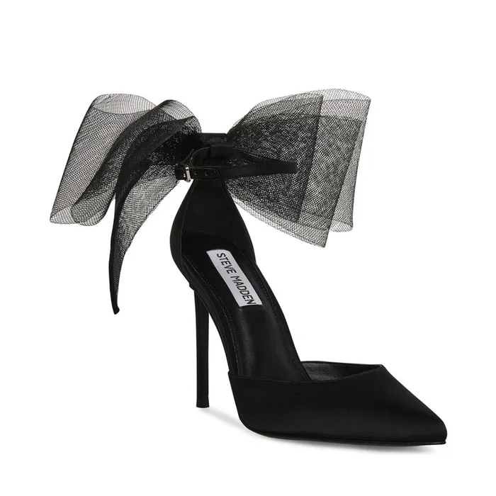 Womens Valenteen Black Satin Steve Madden Heels