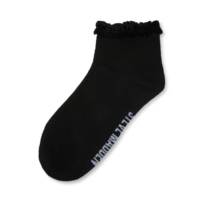 Womens Velvet Ruffle Anklet Sock Black Steve Madden Socks and Tights