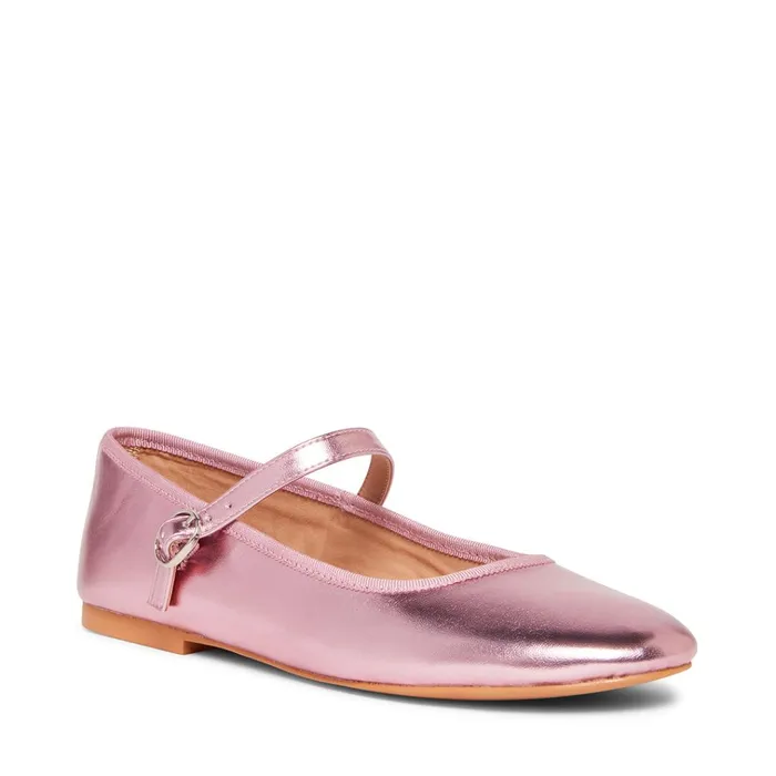 Womens Violette Pink Metallic Steve Madden Loafers and Flats