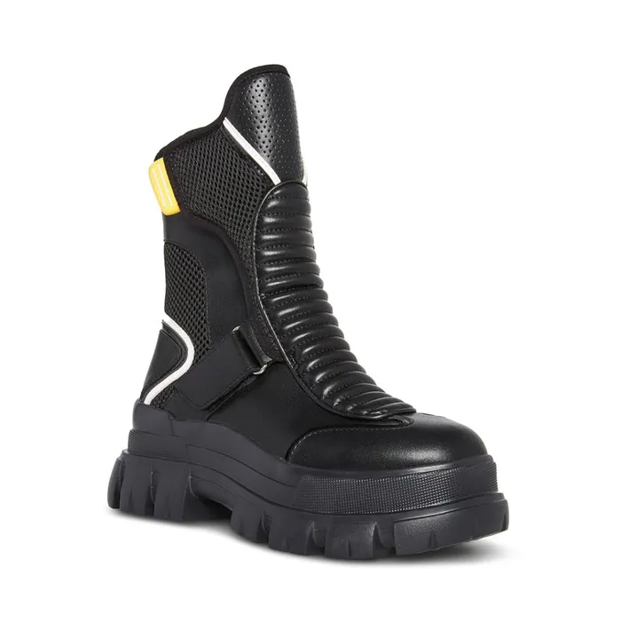 Womens Volt Black Leather Steve Madden Boots and Booties Womens Volt Black Leather Steve Madden Boots and Booties