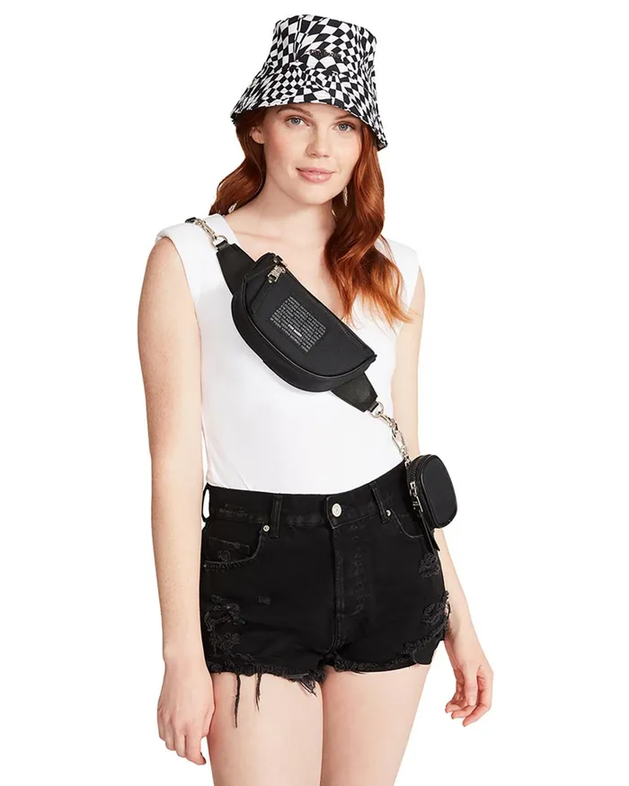 Womens Warped Check Bucket Hat White Steve Madden Hats Scarves and Gloves
