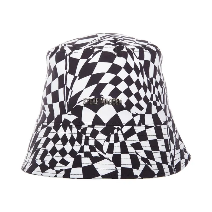 Womens Warped Check Bucket Hat White Steve Madden Hats Scarves and Gloves