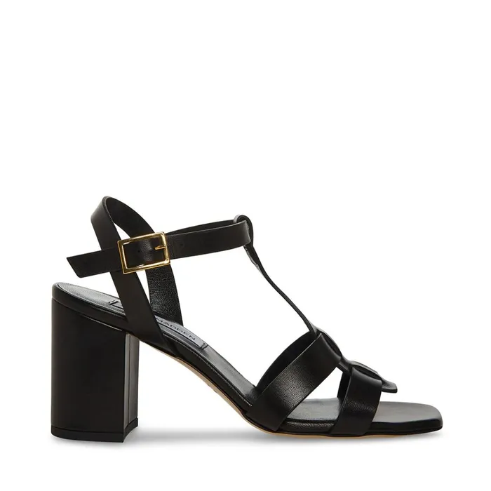 Womens Waverly Black Leather Steve Madden Heels