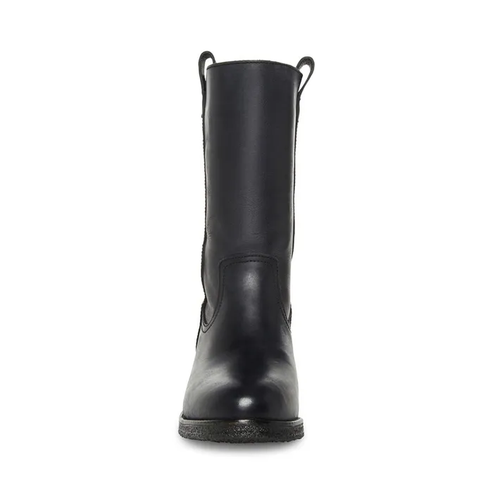 Womens Winny Black Leather Steve Madden Boots and Booties