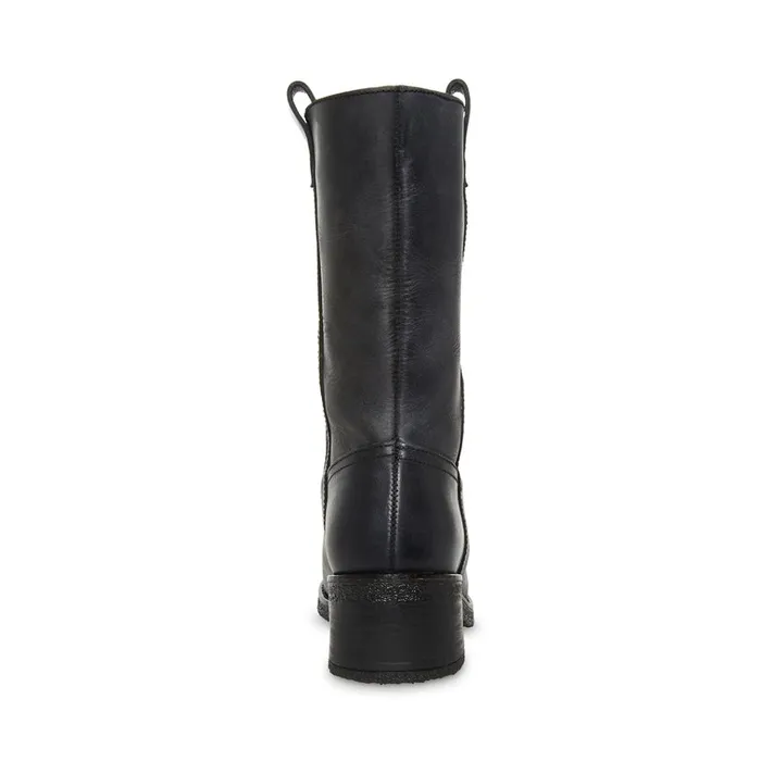 Womens Winny Black Leather Steve Madden Boots and Booties