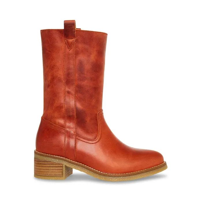 Womens Winny Rust Leather Steve Madden Boots and Booties