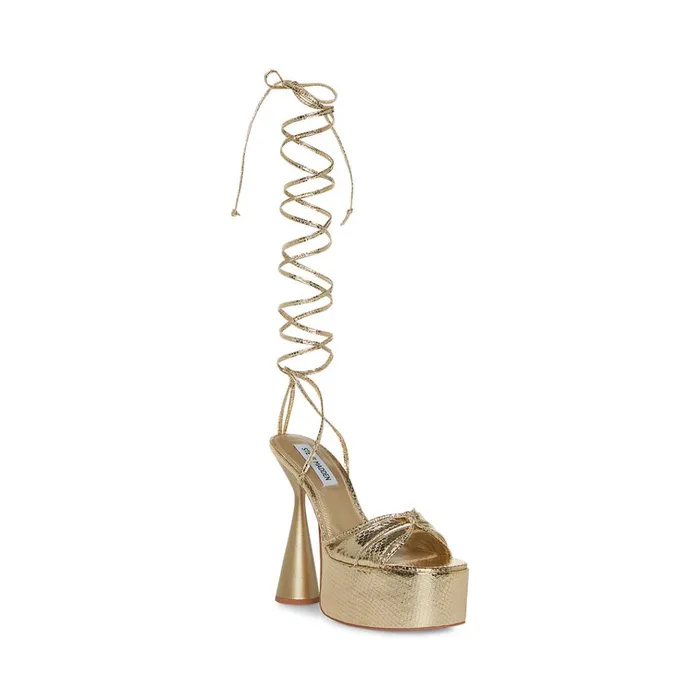 Womens Yasmyn Gold Snake Steve Madden Heels