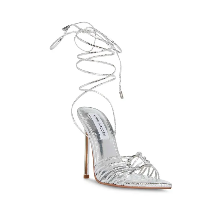 Womens Zaya Silver Snake Steve Madden Heels Womens Zaya Silver Snake Steve Madden Heels
