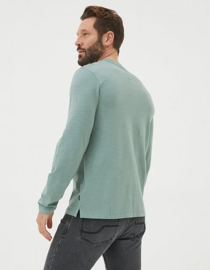 Woodside Slub Cotton Henley Sage Green Men FatFace TShirts