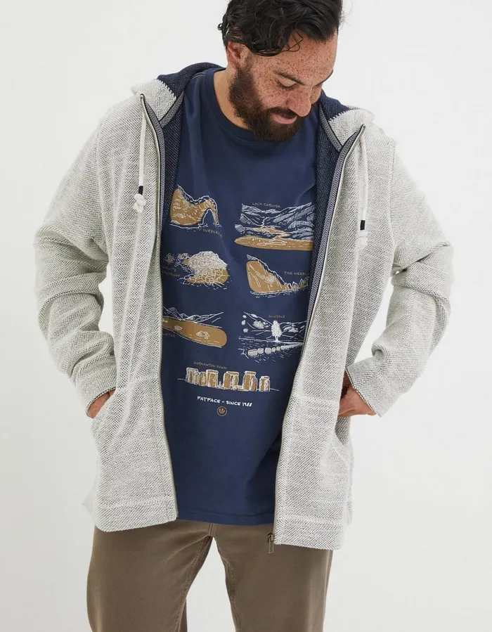 Woolacombe Zip Through Hoodie Oatmeal Men FatFace Sweatshirts and Hoodies