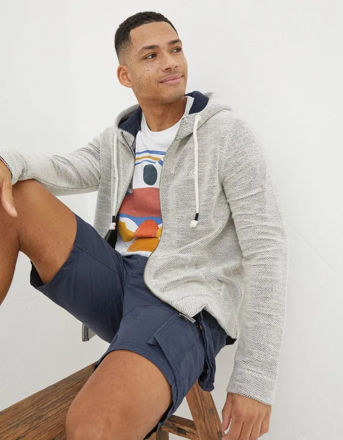 Woolacombe Zip Through Hoodie Oatmeal Men FatFace Sweatshirts and Hoodies
