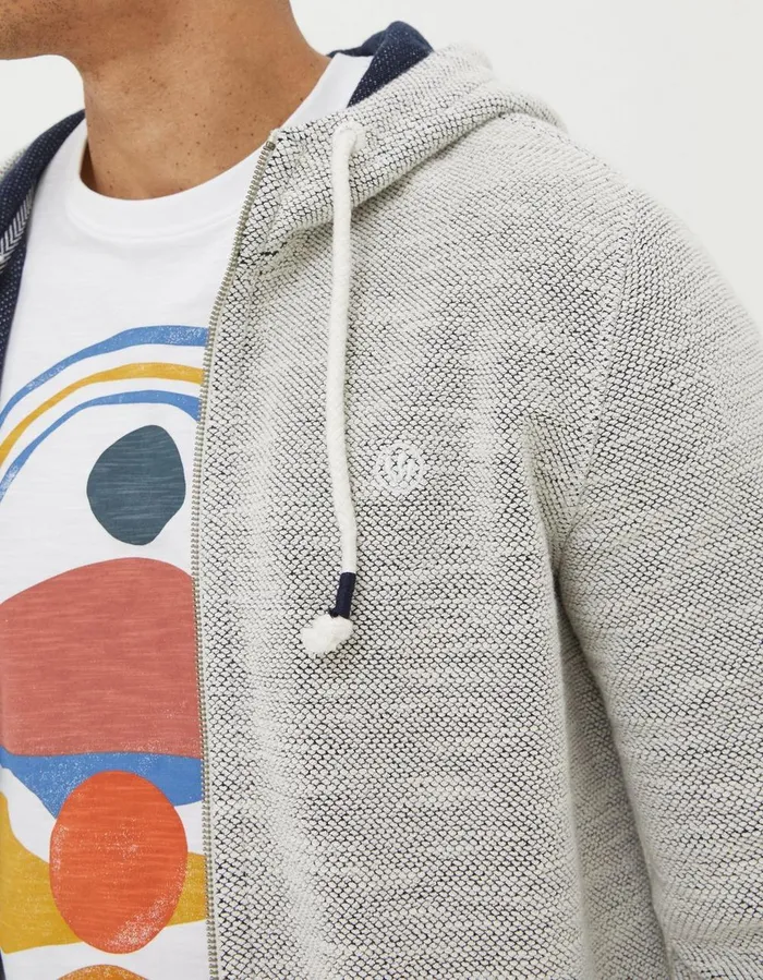 Woolacombe Zip Through Hoodie Oatmeal Men FatFace Sweatshirts and Hoodies