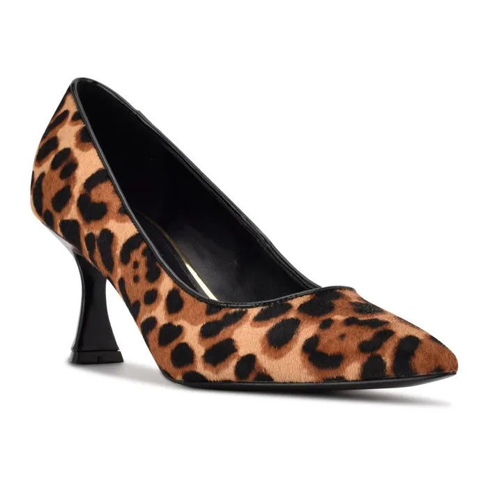 Workin Pointy Toe Pumps Leopard Haircalf Women Nine West Heels