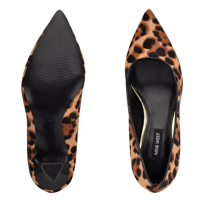 Workin Pointy Toe Pumps Leopard Haircalf Women Nine West Heels