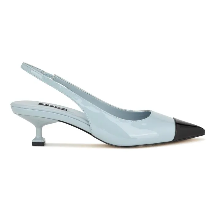 Workit Pointy Cap Toe Slingbacks Light Blue Patent Women Nine West Heels