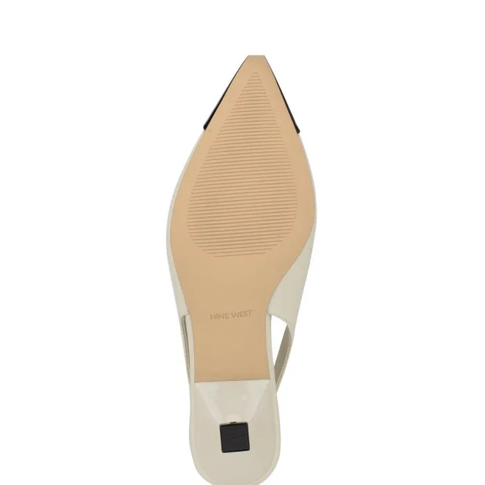 Workit Pointy Cap Toe Slingbacks White Patent Women Nine West Heels