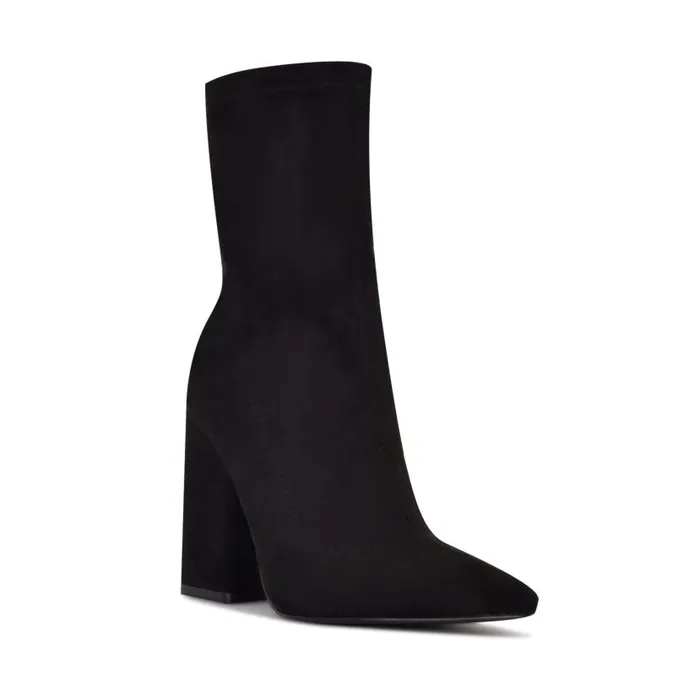 Xrey Heeled Booties Black Suede Women Nine West Boots and Booties