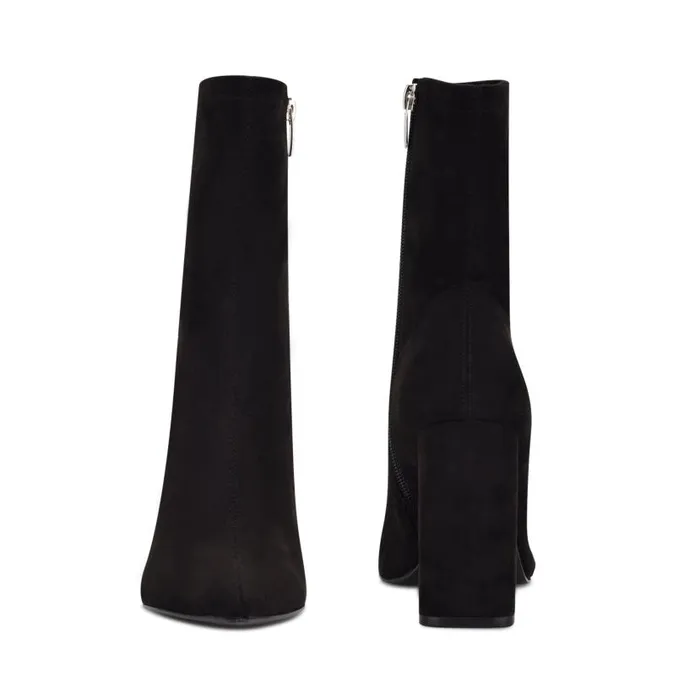 Xrey Heeled Booties Black Suede Women Nine West Boots and Booties