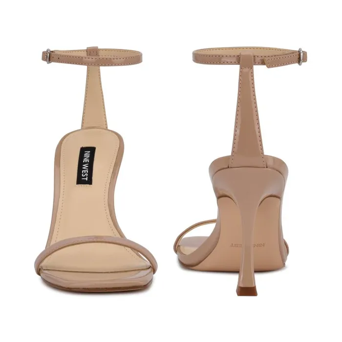 Yess Ankle Strap Sandals Antique Taupe Patent Women Nine West Heels
