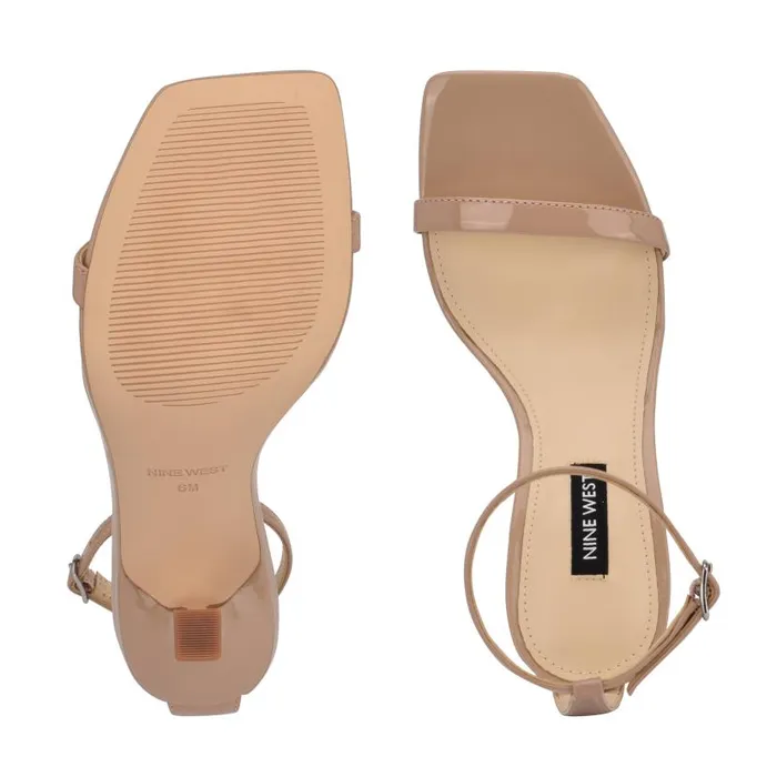 Yess Ankle Strap Sandals Antique Taupe Patent Women Nine West Heels