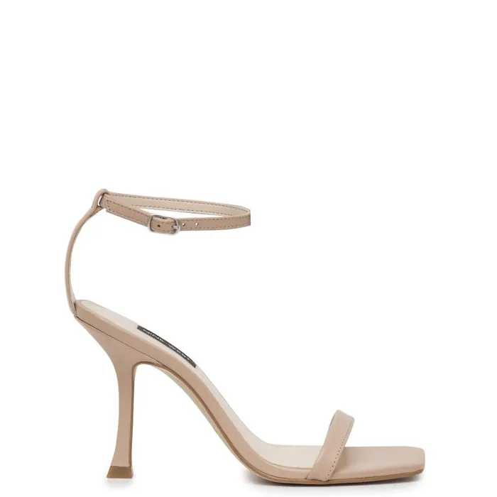 Yess Ankle Strap Sandals Barely Nude Leather Women Nine West Heels