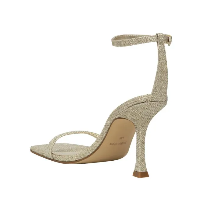 Yess Ankle Strap Sandals Gold Glitter Women Nine West Heels