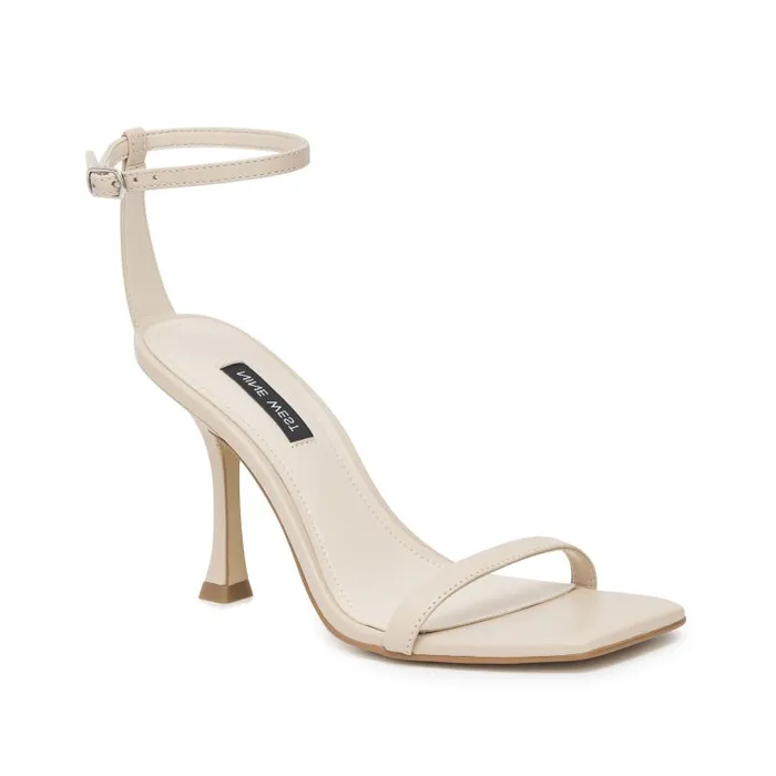 Yess Ankle Strap Sandals Ivory Leather Women Nine West Heels