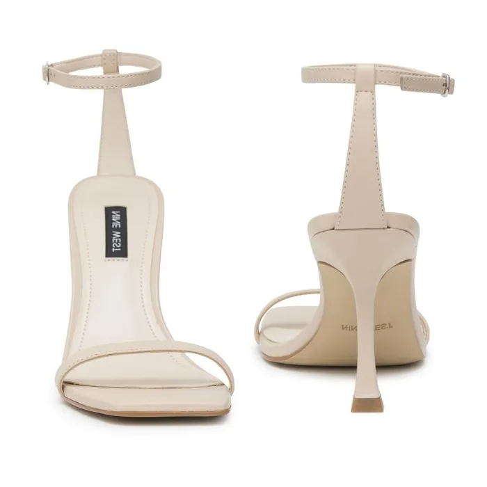 Yess Ankle Strap Sandals Ivory Leather Women Nine West Heels