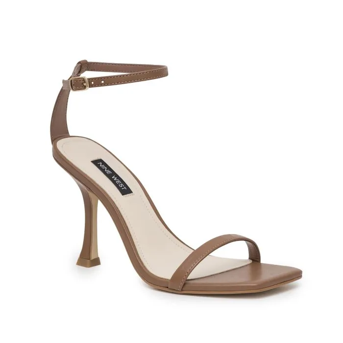 Yess Ankle Strap Sandals Light Brown Leather Women Nine West Sandals