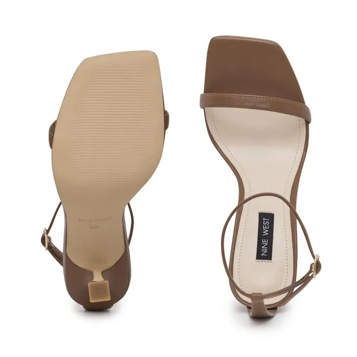 Yess Ankle Strap Sandals Light Brown Leather Women Nine West Sandals