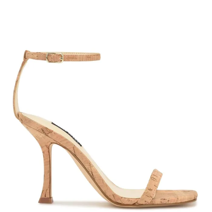 Yess Ankle Strap Sandals Natural Cork Women Nine West Heels