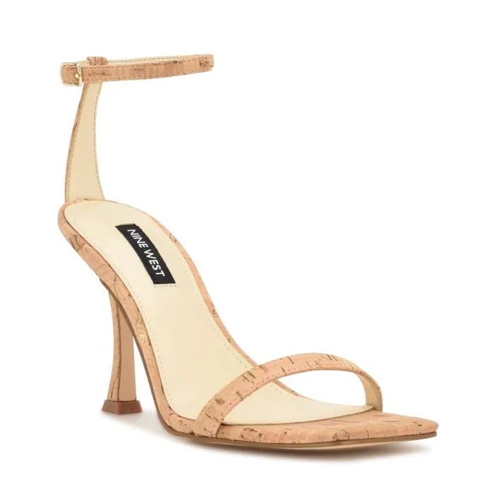 Yess Ankle Strap Sandals Natural Cork Women Nine West Heels