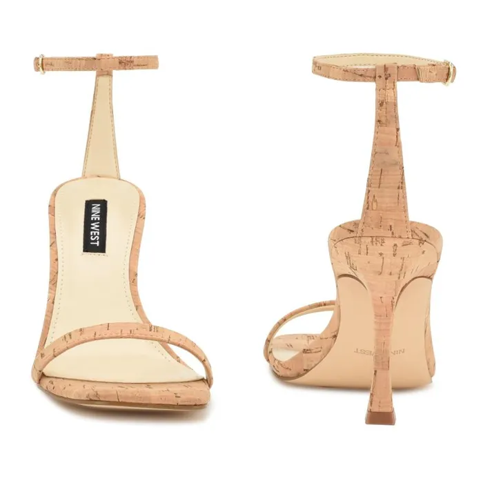 Yess Ankle Strap Sandals Natural Cork Women Nine West Heels