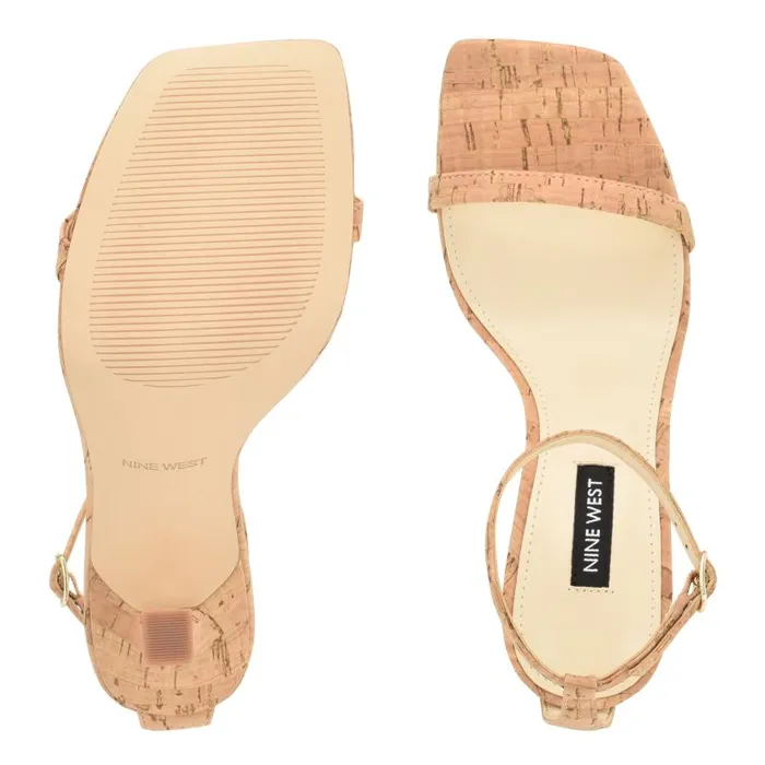 Yess Ankle Strap Sandals Natural Cork Women Nine West Heels