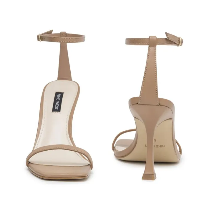 Yess Ankle Strap Sandals Natural Leather Women Nine West Heels