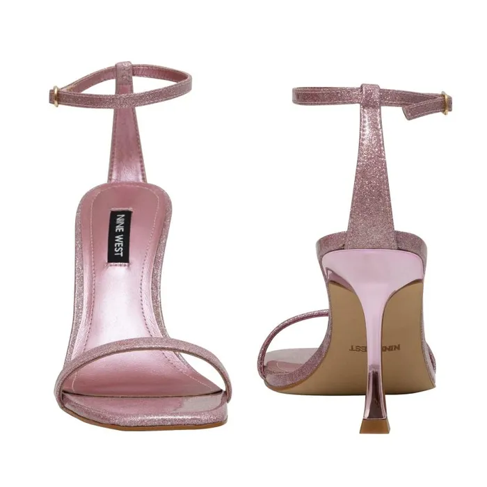 Yess Ankle Strap Sandals Pink Glitter Women Nine West Sandals