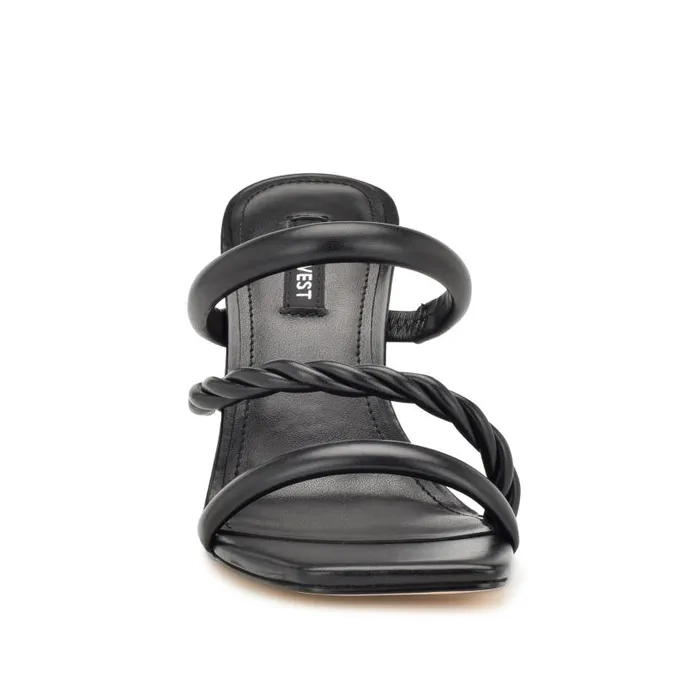 Yester Heeled Slide Sandals Black Women Nine West Heels