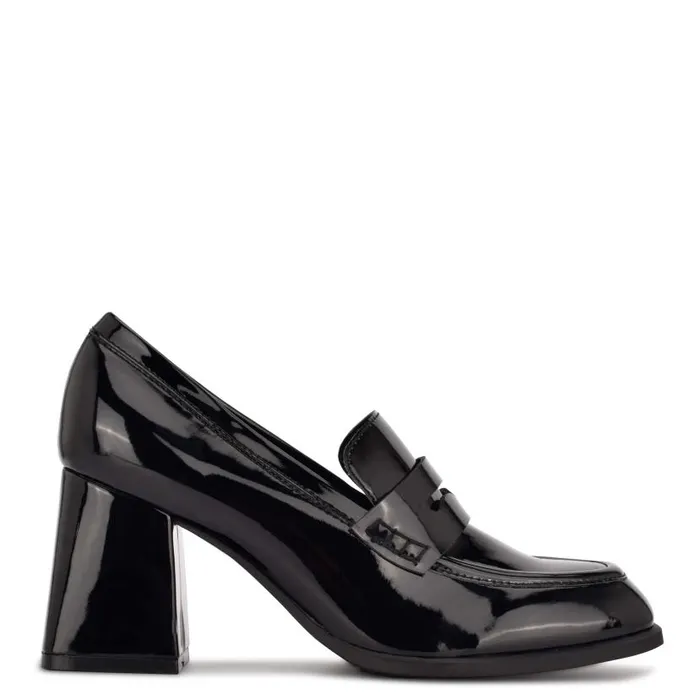 Zest Heeled Loafers Black Patent Women Nine West Flats and Loafers