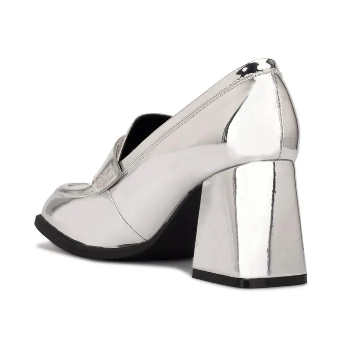 Zest Heeled Loafers Silver Mirror Metallic Women Nine West Heels